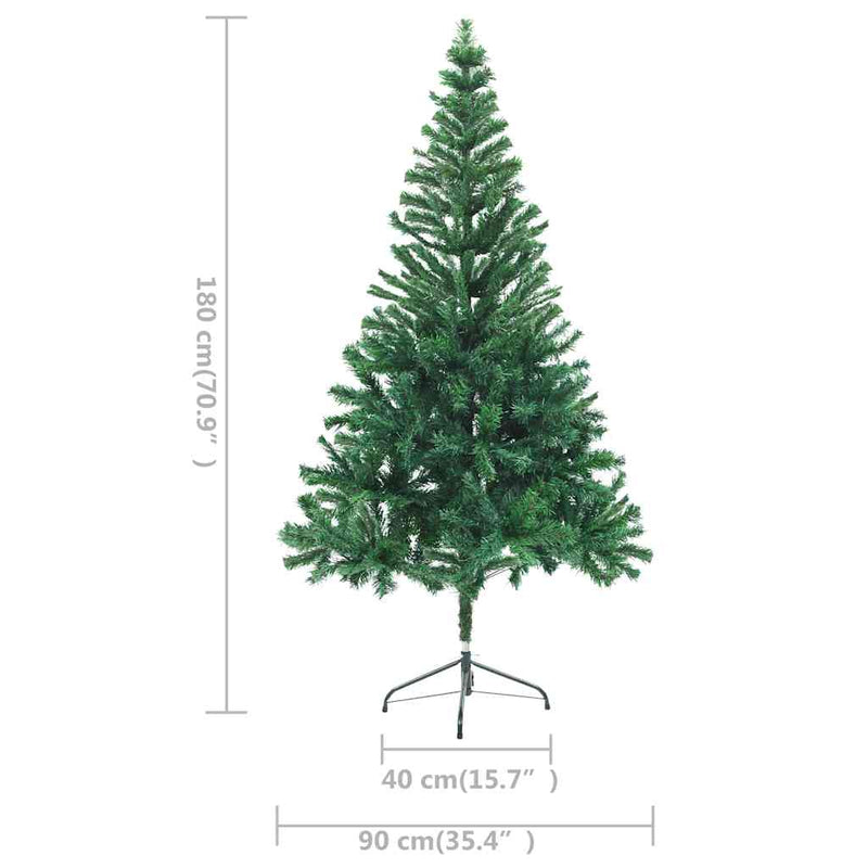 Kunstkerstboom Met Verlichting En Kerstballen 546 Takken 180 Cm Groen En Goud