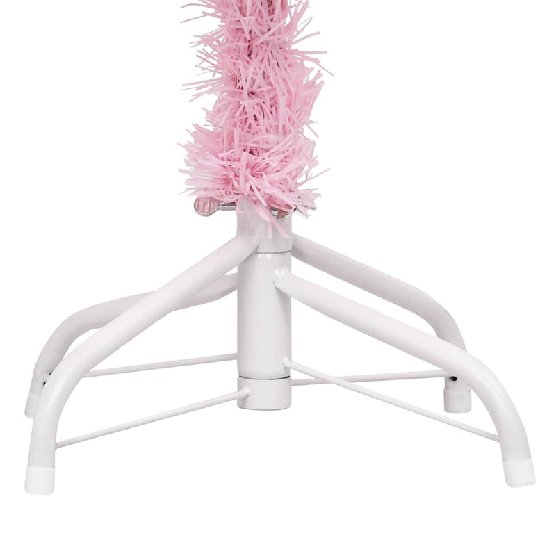 Kunstkerstboom Met Verlichting En Kerstballen 180 Cm Pvc Roze En Goudkleurig