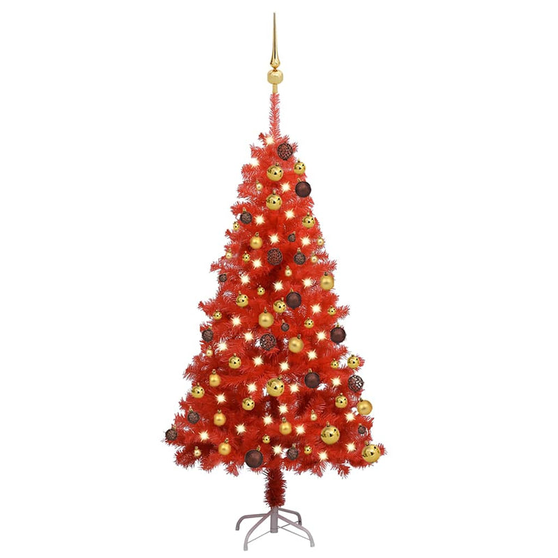 Kunstkerstboom Met Verlichting En Kerstballen 150 Cm Pvc