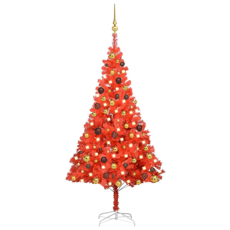 Kunstkerstboom Met Verlichting En Kerstballen 150 Cm Pvc