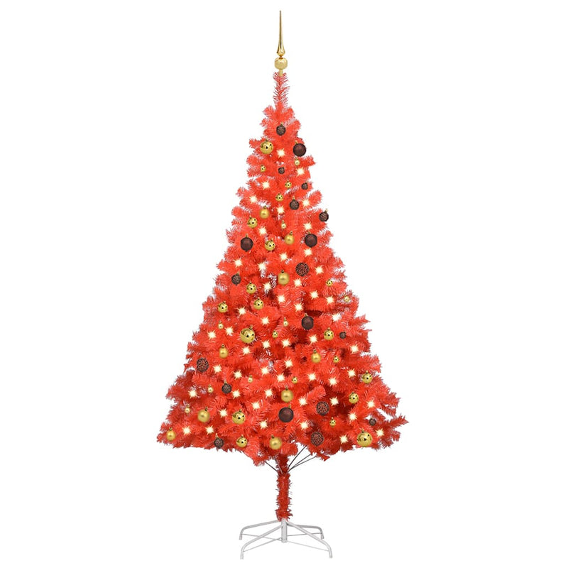Kunstkerstboom Met Verlichting En Kerstballen 150 Cm Pvc