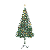 Kunstkerstboom Met Verlichting Kerstballen Dennenappels 180 Cm Zilver- En Goudkleurig
