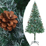 Kunstkerstboom Met Verlichting Kerstballen Dennenappels 180 Cm Zilver- En Goudkleurig