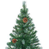 Kunstkerstboom Met Verlichting Kerstballen Dennenappels 180 Cm Zilver- En Goudkleurig