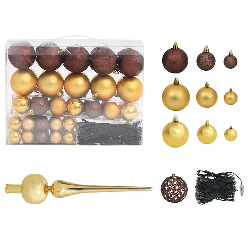 Kunstkerstboom Met Verlichting Kerstballen Dennenappels 180 Cm Zilver- En Goudkleurig