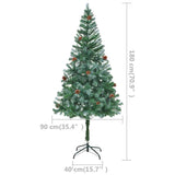 Kunstkerstboom Met Verlichting Kerstballen Dennenappels 180 Cm Zilver- En Goudkleurig