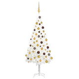 Kunstkerstboom Met Verlichting En Kerstballen 120 Cm Wit Goud