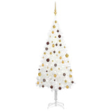 Kunstkerstboom Met Verlichting En Kerstballen 120 Cm Wit Goud