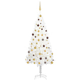 Kunstkerstboom Met Verlichting En Kerstballen 120 Cm Wit Goud