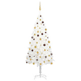 Kunstkerstboom Met Verlichting En Kerstballen 120 Cm Wit Goud