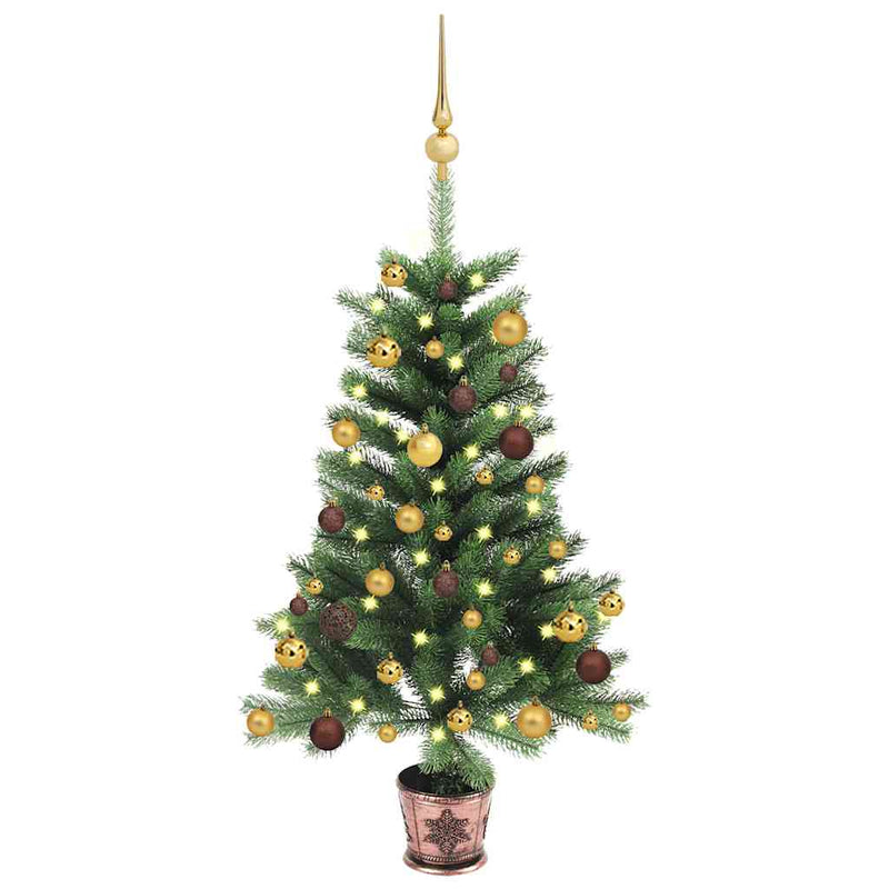 Kunstkerstboom Met Verlichting En Kerstballen 150 Cm Groen Goud