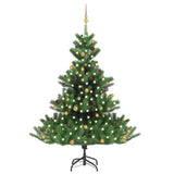 Kunstkerstboom Nordmann Met Led's En Kerstballen 210 Cm Groen Goud