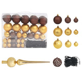 Kunstkerstboom Nordmann Met Led's En Kerstballen 210 Cm Groen Goud