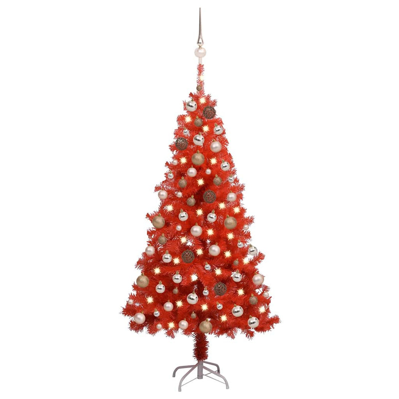 Kunstkerstboom Met Verlichting En Kerstballen 150 Cm Pvc