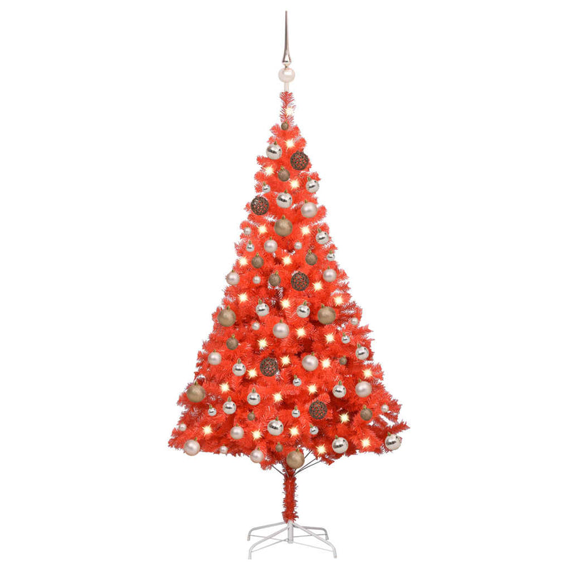 Kunstkerstboom Met Verlichting En Kerstballen 150 Cm Pvc