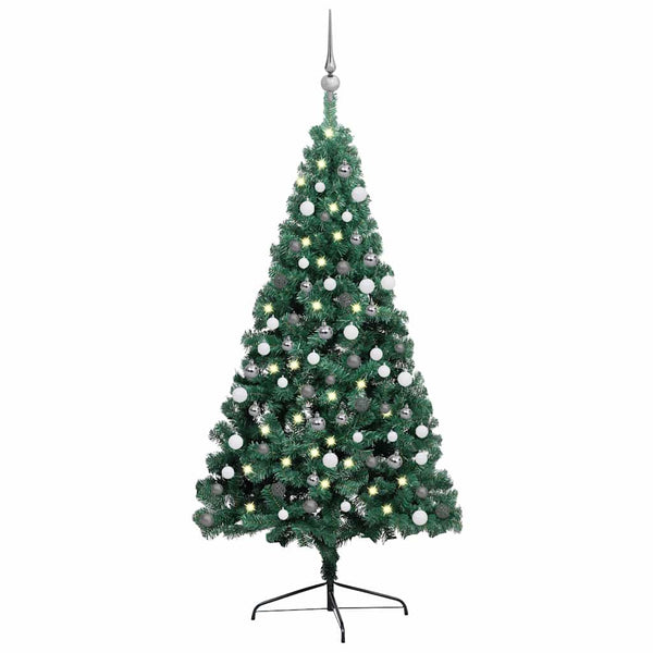 Kunstkerstboom Met Verlichting En Kerstballen Half