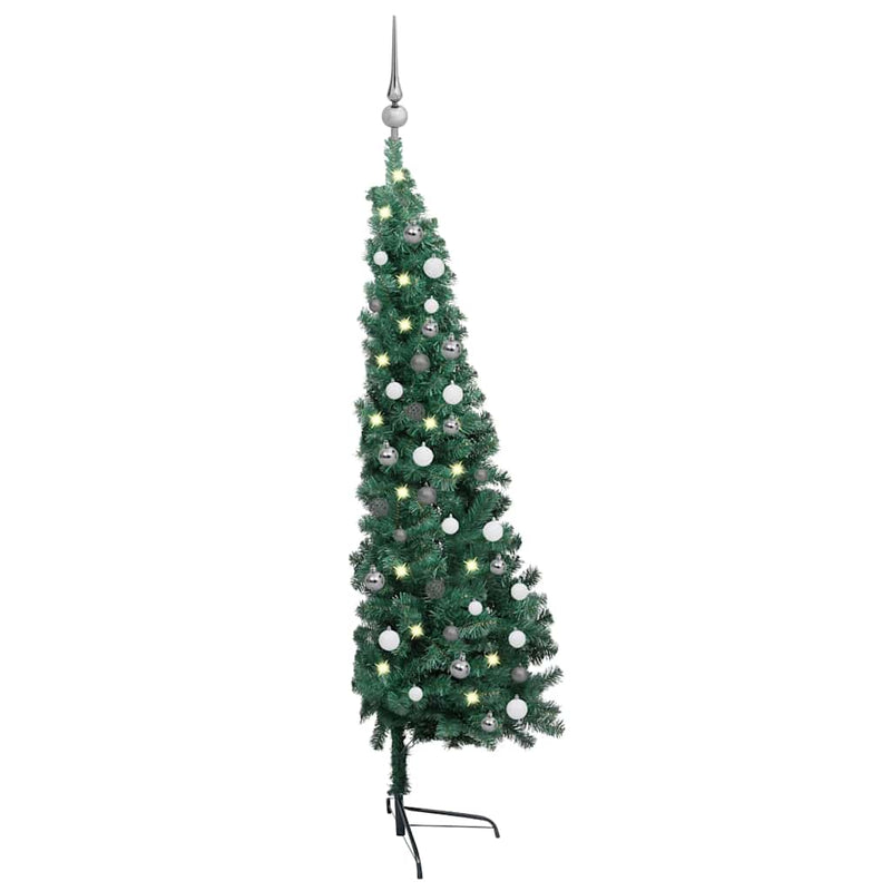 Kunstkerstboom Met Verlichting En Kerstballen Half