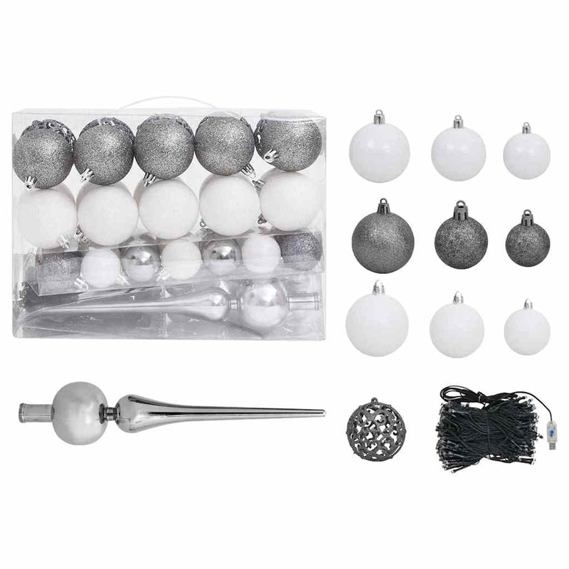 Kunstkerstboom Met Verlichting En Kerstballen Half