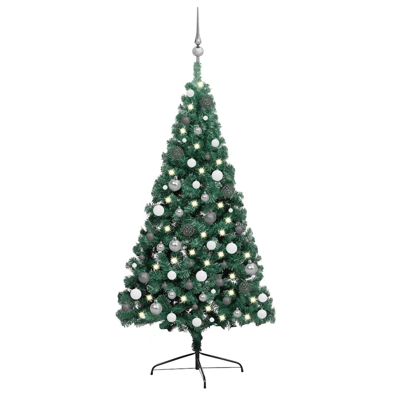 Kunstkerstboom Met Verlichting En Kerstballen Half
