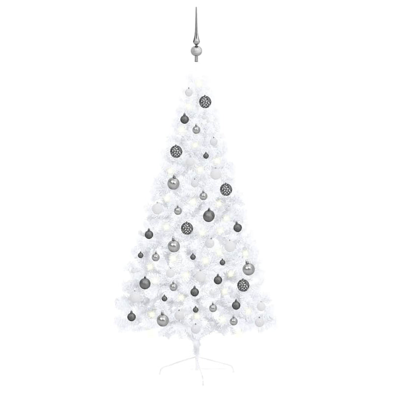 Kunstkerstboom Met Verlichting En Kerstballen Half