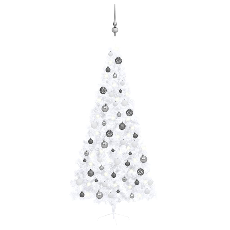 Kunstkerstboom Met Verlichting En Kerstballen Half