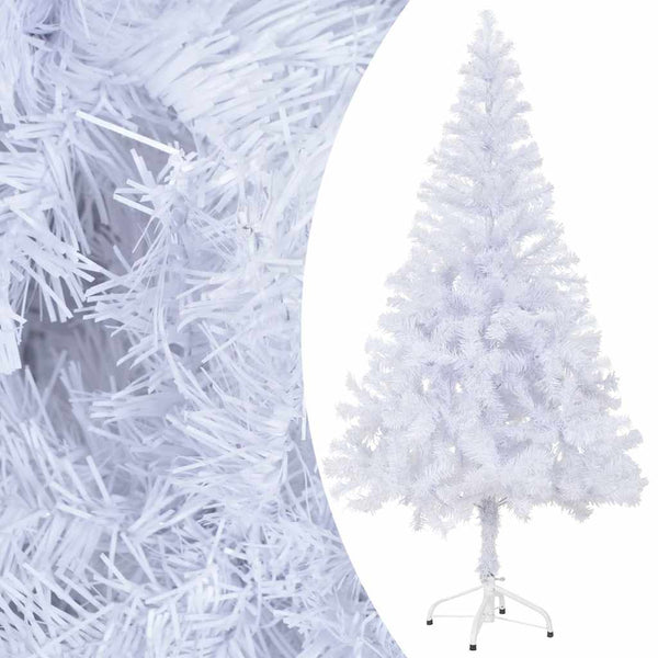 Kunstkerstboom Met Verlichting En Kerstballen 230 Takken 120 Cm Wit En Grijs
