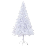 Kunstkerstboom Met Verlichting En Kerstballen 230 Takken 120 Cm Wit En Grijs
