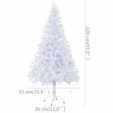 Kunstkerstboom Met Verlichting En Kerstballen 230 Takken 120 Cm Wit En Grijs