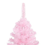 Kunstkerstboom Met Verlichting En Kerstballen 180 Cm Pvc Roze En Grijs