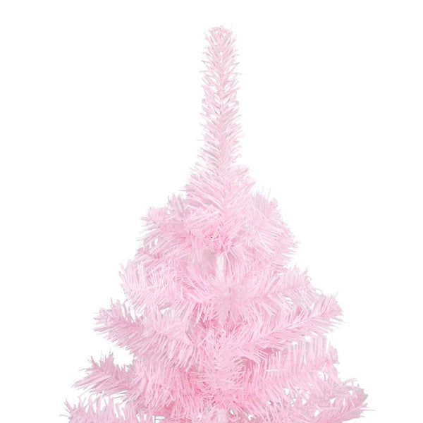 Kunstkerstboom Met Verlichting En Kerstballen 180 Cm Pvc Roze En Grijs