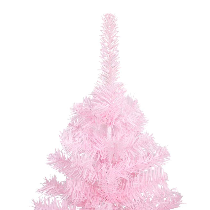 Kunstkerstboom Met Verlichting En Kerstballen 180 Cm Pvc Roze En Grijs
