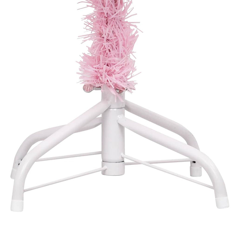 Kunstkerstboom Met Verlichting En Kerstballen 180 Cm Pvc Roze En Grijs