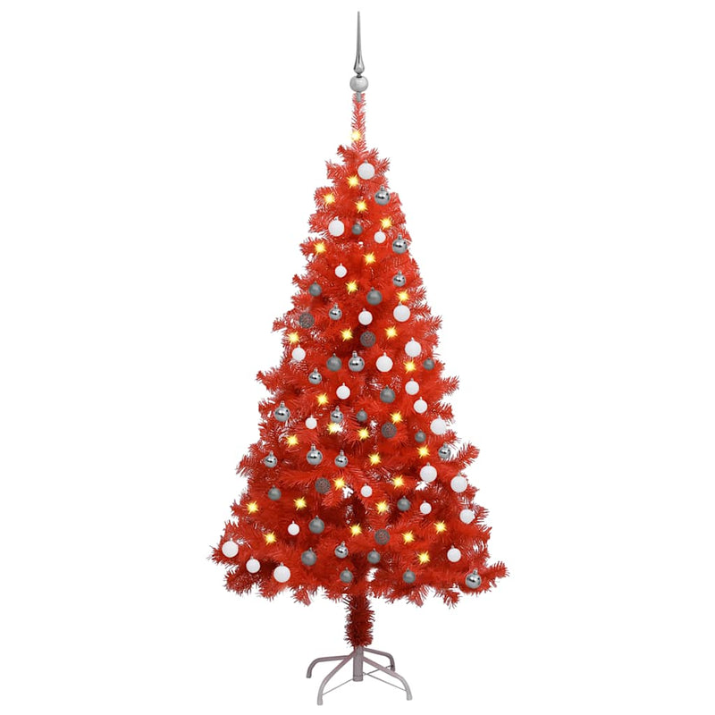 Kunstkerstboom Met Verlichting En Kerstballen 150 Cm Pvc
