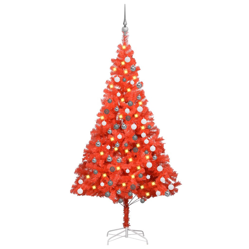Kunstkerstboom Met Verlichting En Kerstballen 150 Cm Pvc