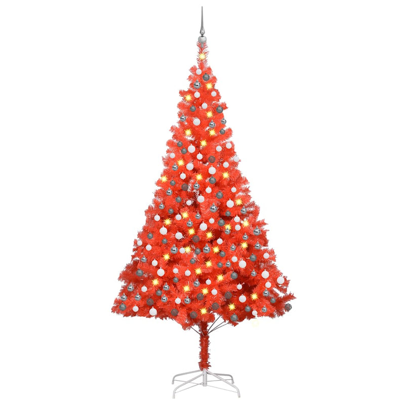 Kunstkerstboom Met Verlichting En Kerstballen 150 Cm Pvc