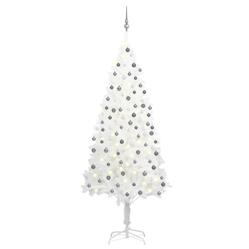 Kunstkerstboom Met Verlichting En Kerstballen 120 Cm Wit