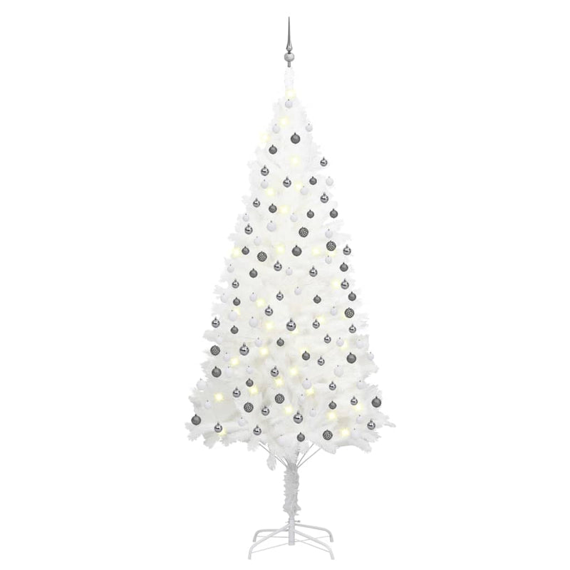 Kunstkerstboom Met Verlichting En Kerstballen 120 Cm Wit