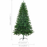 Kunstkerstboom Met Verlichting En Kerstballen 150 Cm Groen Wit