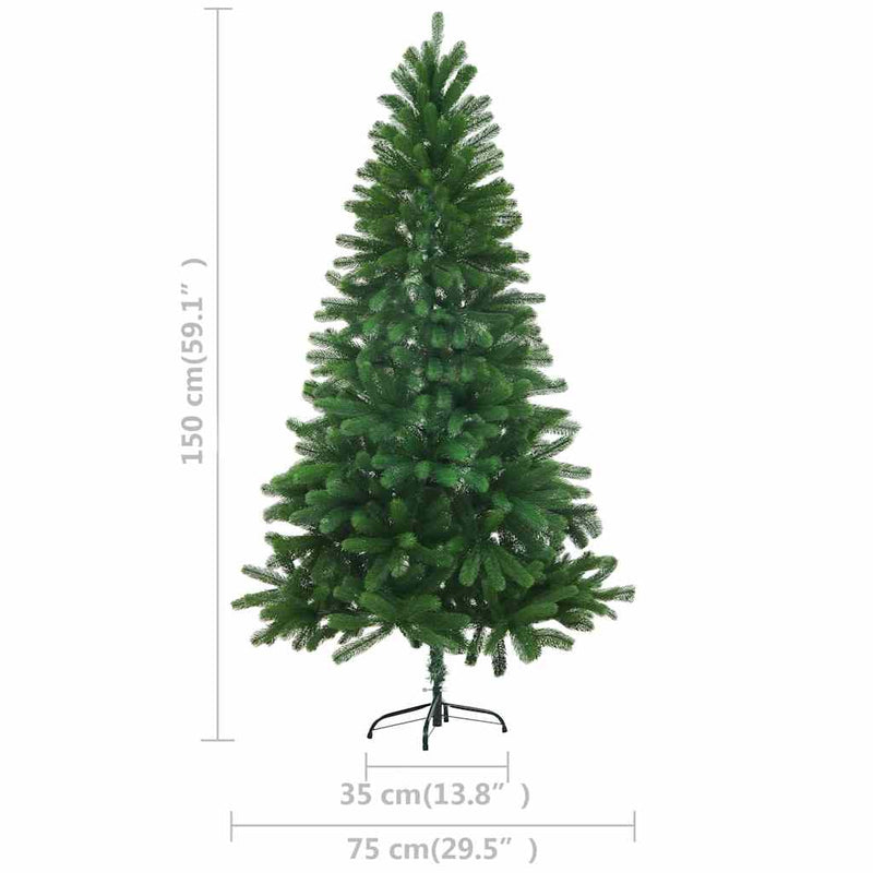 Kunstkerstboom Met Verlichting En Kerstballen 150 Cm Groen Wit
