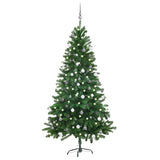 Kunstkerstboom Met Verlichting En Kerstballen 150 Cm Groen Wit