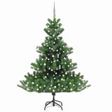 Kunstkerstboom Nordmann Met Led's En Kerstballen 210 Cm Groen Wit
