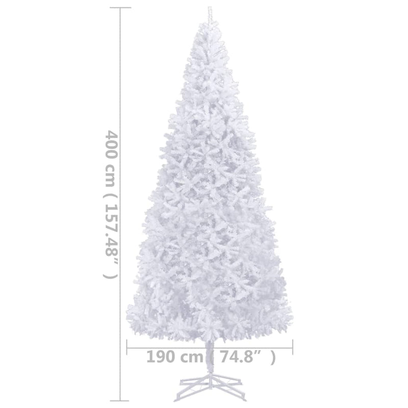Kunstkerstboom Met Verlichting 400 Cm Wit Zwart