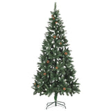 Kunstkerstboom Met Verlichting En Dennenappels 210 Cm Groen En Wit