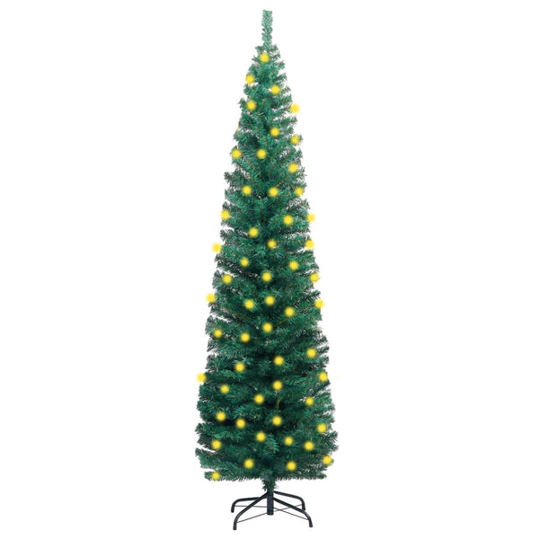Kunstkerstboom Met Verlichting Standaard Smal 210 Cm Pvc Groen