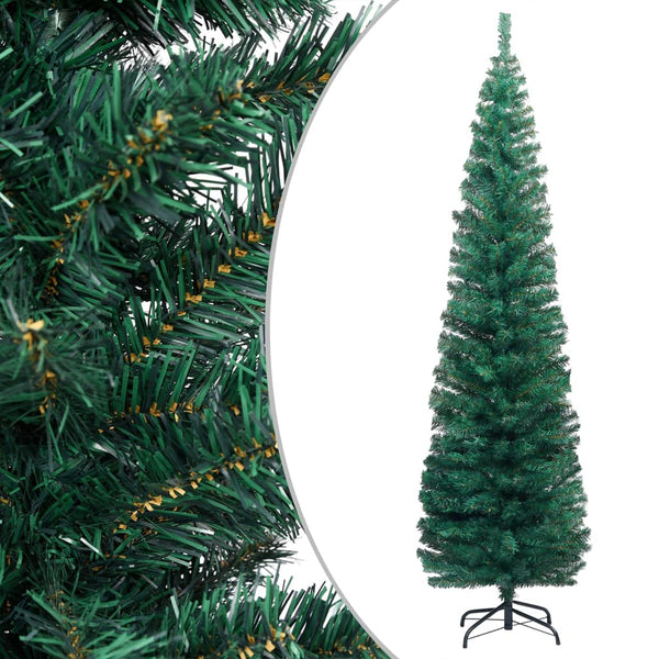 Kunstkerstboom Met Verlichting Standaard Smal 210 Cm Pvc Groen