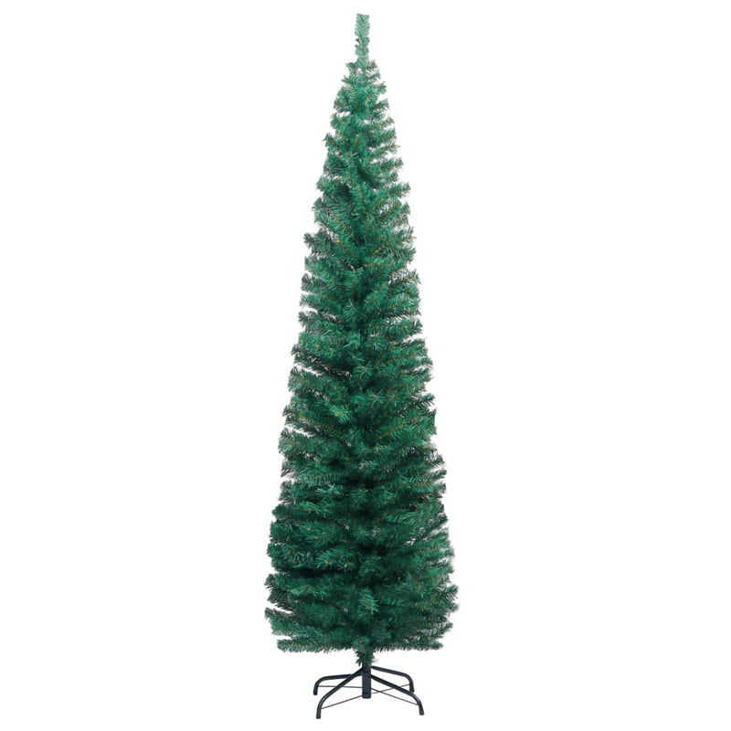 Kunstkerstboom Met Verlichting Standaard Smal 210 Cm Pvc Groen