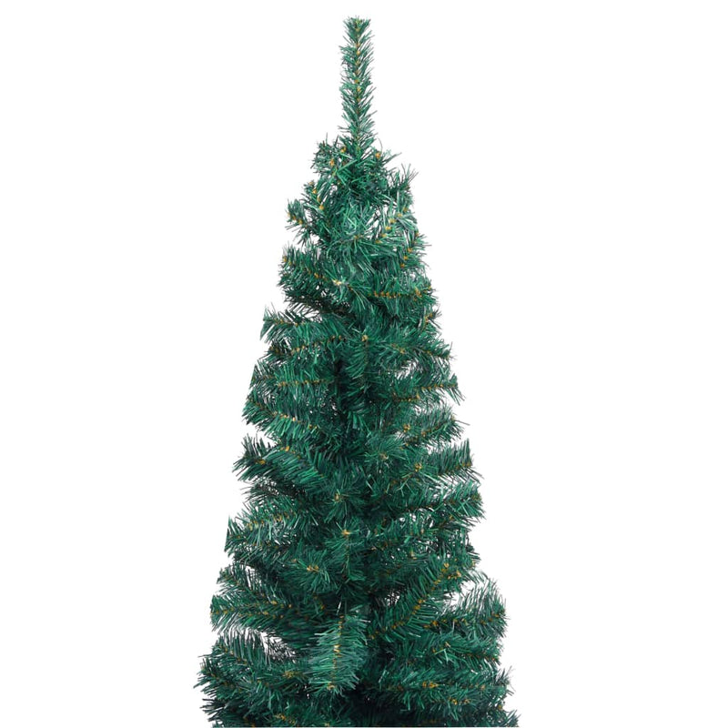 Kunstkerstboom Met Verlichting Standaard Smal 210 Cm Pvc Groen