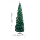 Kunstkerstboom Met Verlichting Standaard Smal 210 Cm Pvc Groen