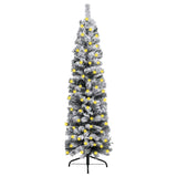 Kunstkerstboom Met Verlichting En Sneeuw Smal Pvc