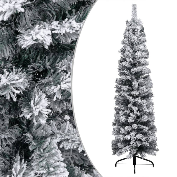 Kunstkerstboom Met Verlichting En Sneeuw Smal Pvc